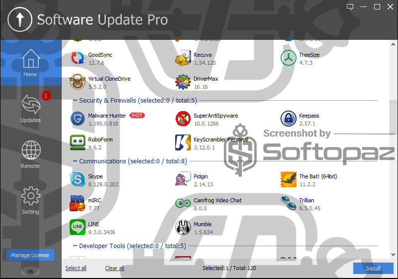 Glarysoft Software Update Pro UI