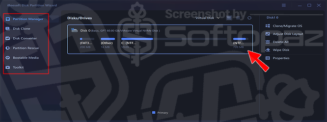 IBeesoft Disk Partition Wizard UI