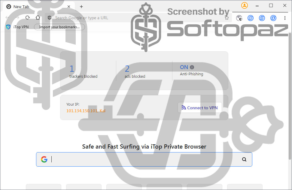 iTop Private Browser VIP 3v - Interface