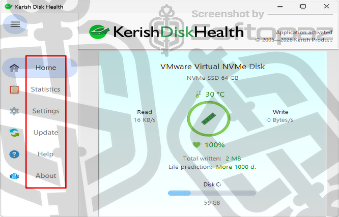 Kerish Disk Health Interface
