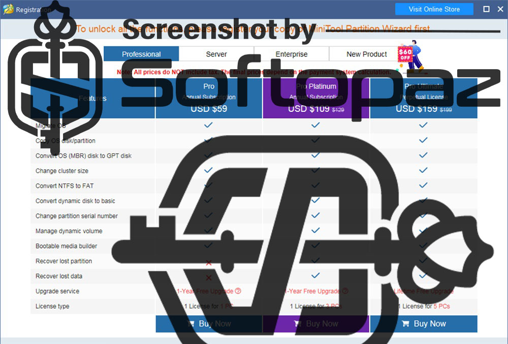 MiniTool Partition Wizard Pro License Types