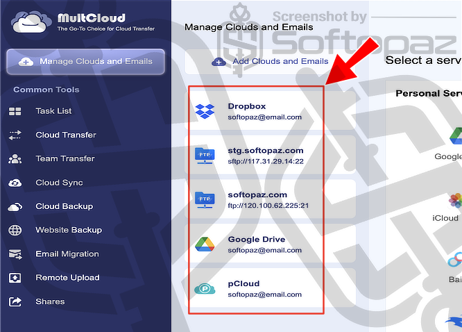 MultCloud Linked Accounts
