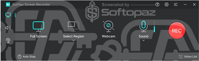 Surflex screen recorder win Interface