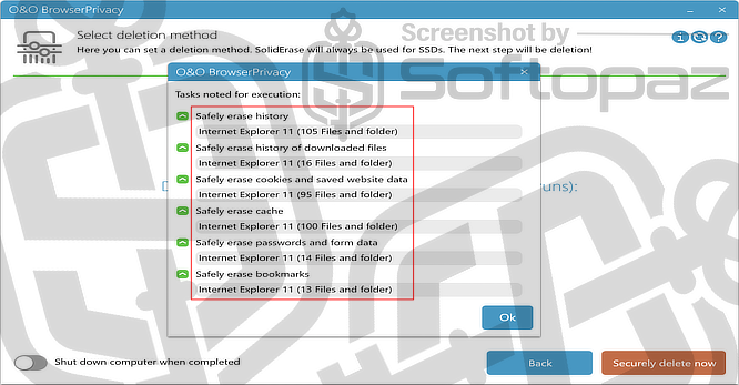 OO Browser Privacy Items