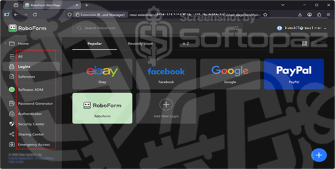 RoboForm Web UI