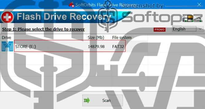 Softorbits flash drive recovery Interface