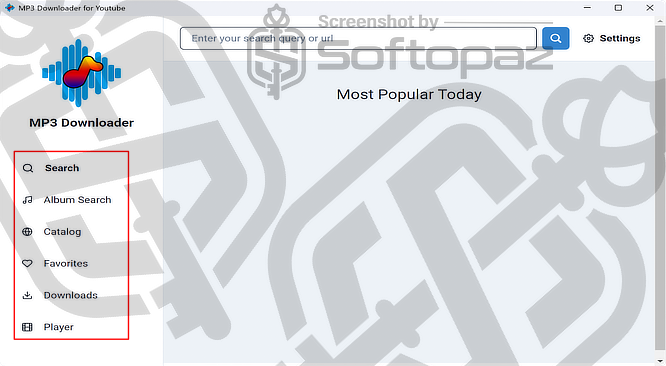 SoftOrbits MP3 Downloader for Youtube Interface