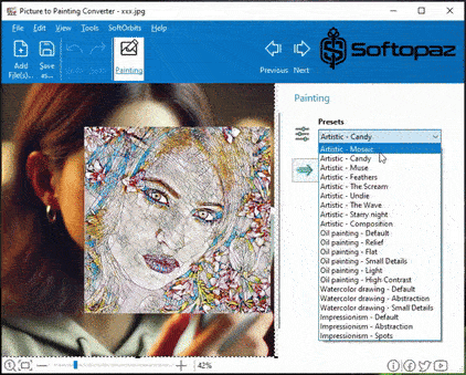 Softorbits picture to painting converter presets