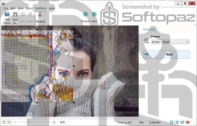 Softorbits picture to painting converter Interface