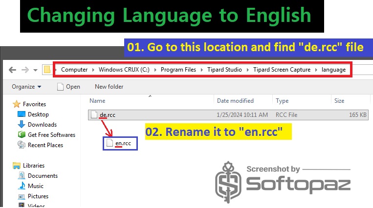 Tipard Screen Capture Chnage Language to English