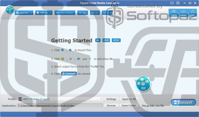 Tipard total media converter Interface
