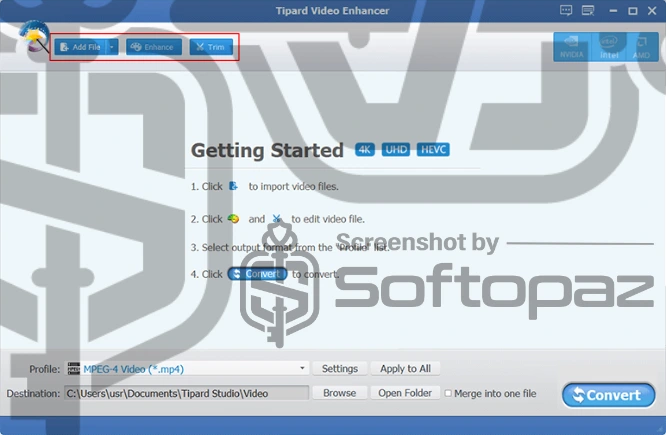 Tipard video enhancer Interface