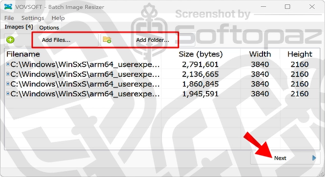 Vovsoft Batch Image Resizer Interface