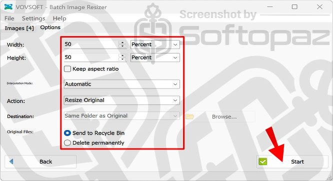 Vovsoft Batch Image Resizer Options