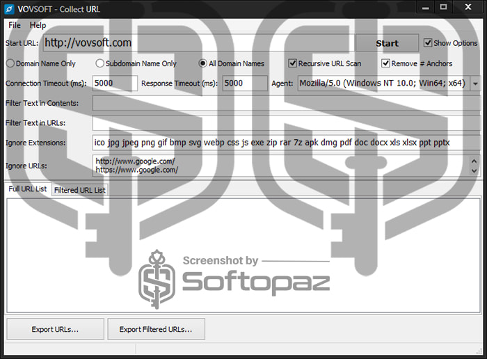 Vovsoft Collect URL - Interface