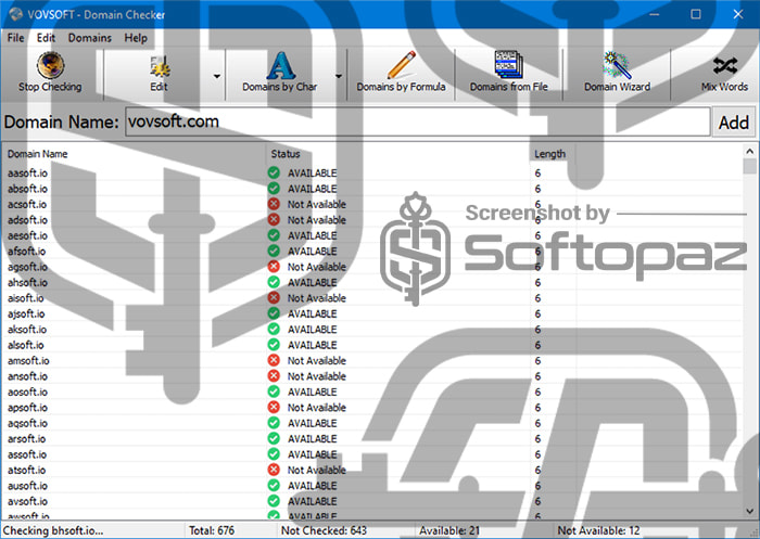 VovSoft Domain Checker Interface