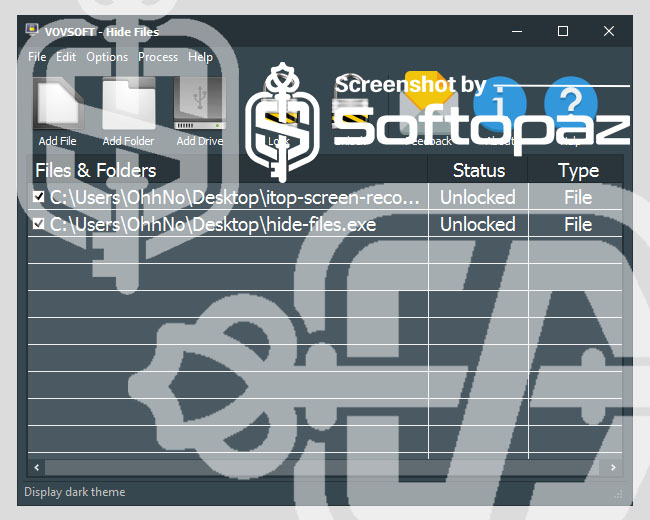 VovSoft Hide Files Dark