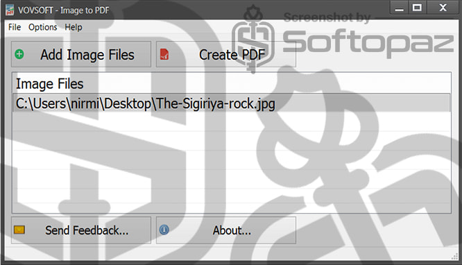 Vovsoft image to pdf Interface