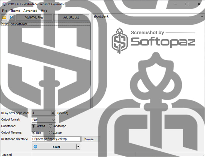 Vovsoft website screenshot generator ui
