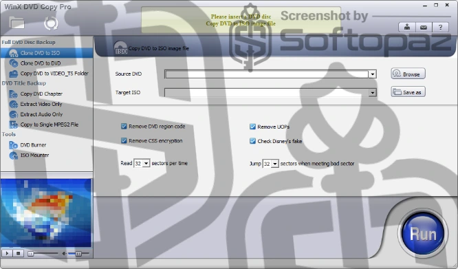 Winx dvd copy pro interface