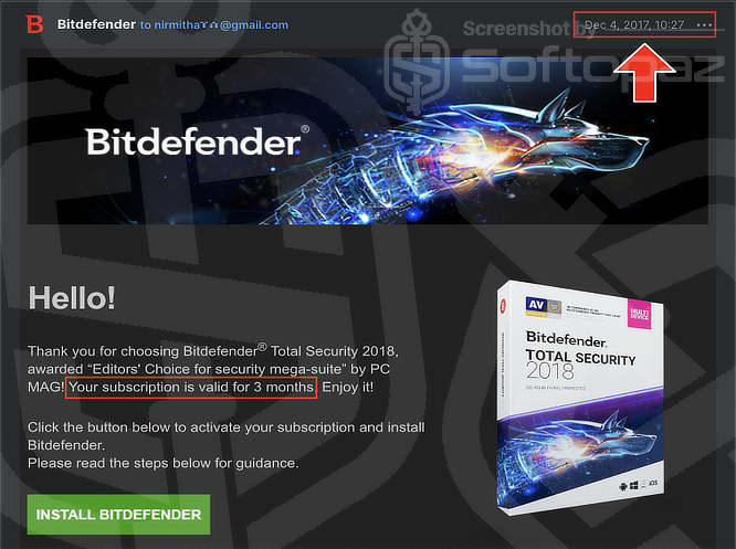 Bitdefender Total Security Stat Using Email Proof